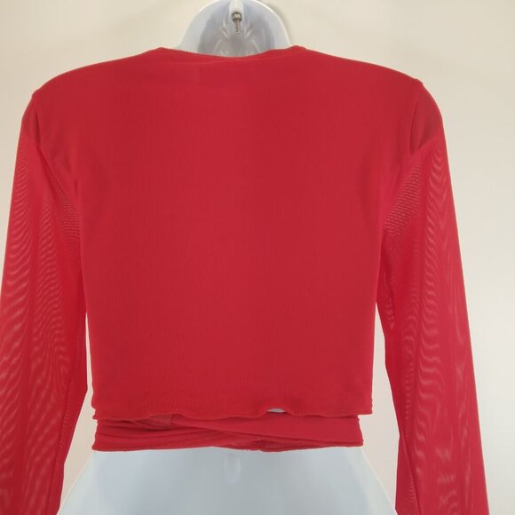 Lovers and Friends Red Long Sleeve Camila Top Wrap Around Size S - Picture 9 of 13